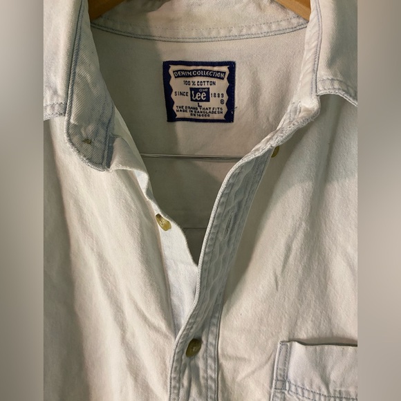 Lee Mens Denim Shirt Size Large Long Sleeve Horse Embroidered Vintage Western - Picture 4 of 6